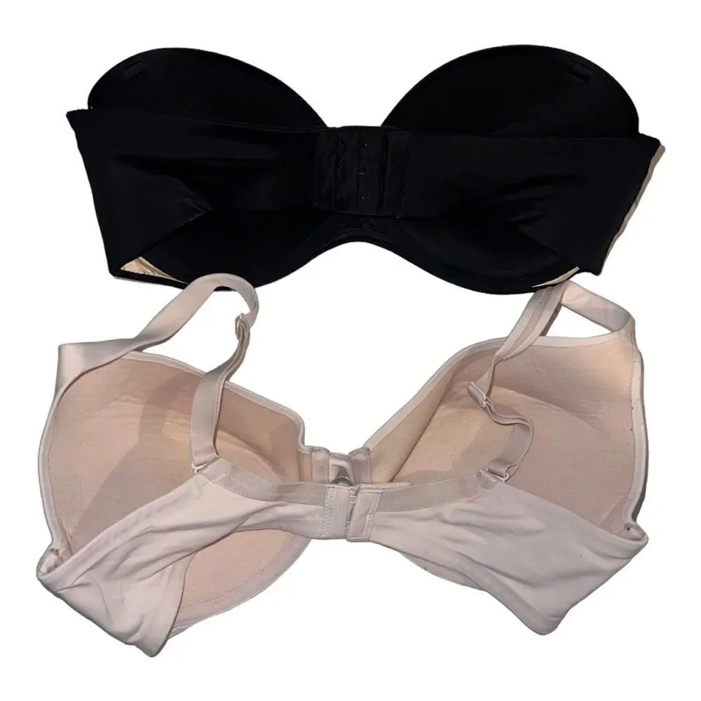 Victoria’s Secret Lot of 2 Bras Coverage Uplift 34DD Very Sexy Strapless 36DD